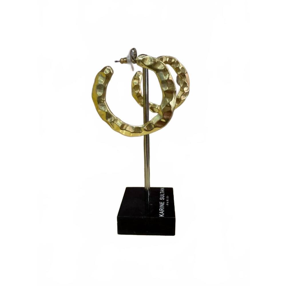 NEW KARINE SULTAN women's hammered hoop earrings in gold